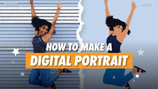 How to make FLAT ILLUSTRATION PORTRAIT: cartoon yourself tutorial based on a photo in procreate