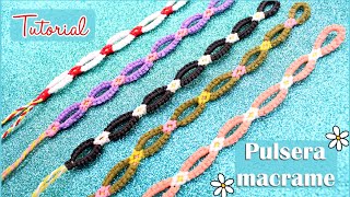 Pulsera de HILO con flores muy fácil!🌼NUDOS BASICOS MACRAME 🦋 como hacer paso a paso