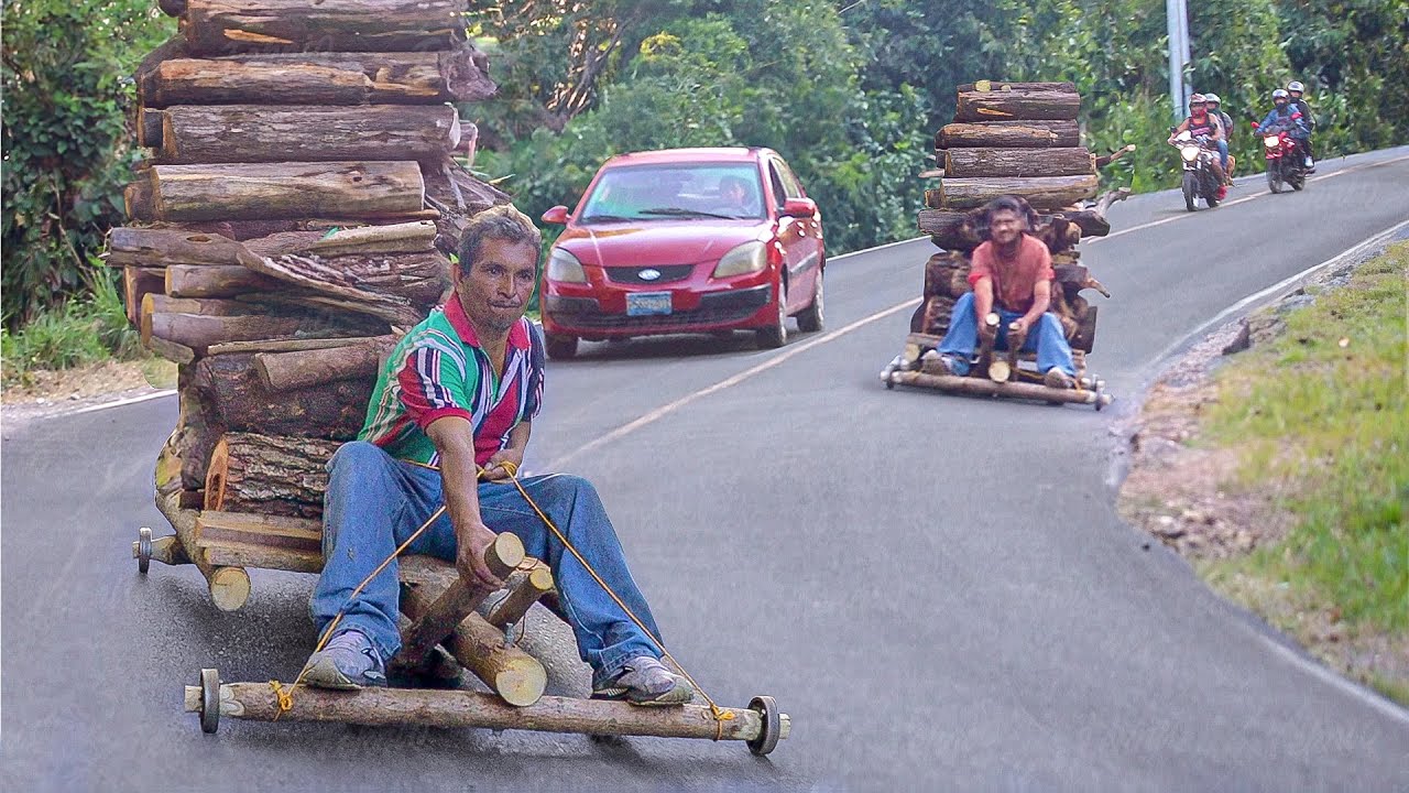 Risky Way They Ride Cheapest Gravity Carts in South America - YouTube