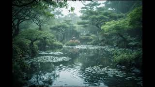 Rain Over A Quiet Japanese Garden Soothing Pond & Leaf Sounds