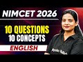 NIMCET 2026 English | 10 Questions + 10 Concepts | Kriti Ma’am | PW NIMCET #nimcet2026 #nimcet