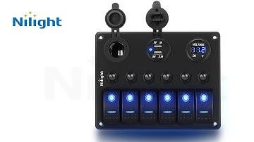 Nilight 6 Gang Rocker Switch Panel with Blue Backlit