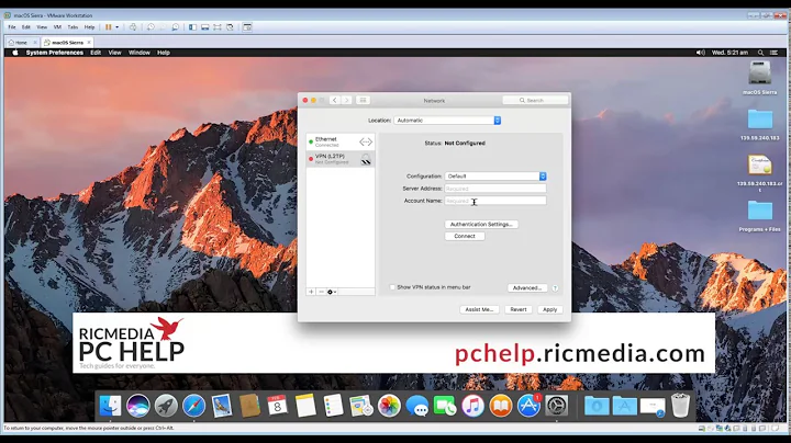 Connect VPN using L2TP/IPSec on MAC OS X