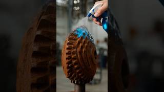 Rusty Bicycle Gear Cleaning-Smooth Blue Foam Restoration! #satisfying #rustremoval #satisfyingvideo