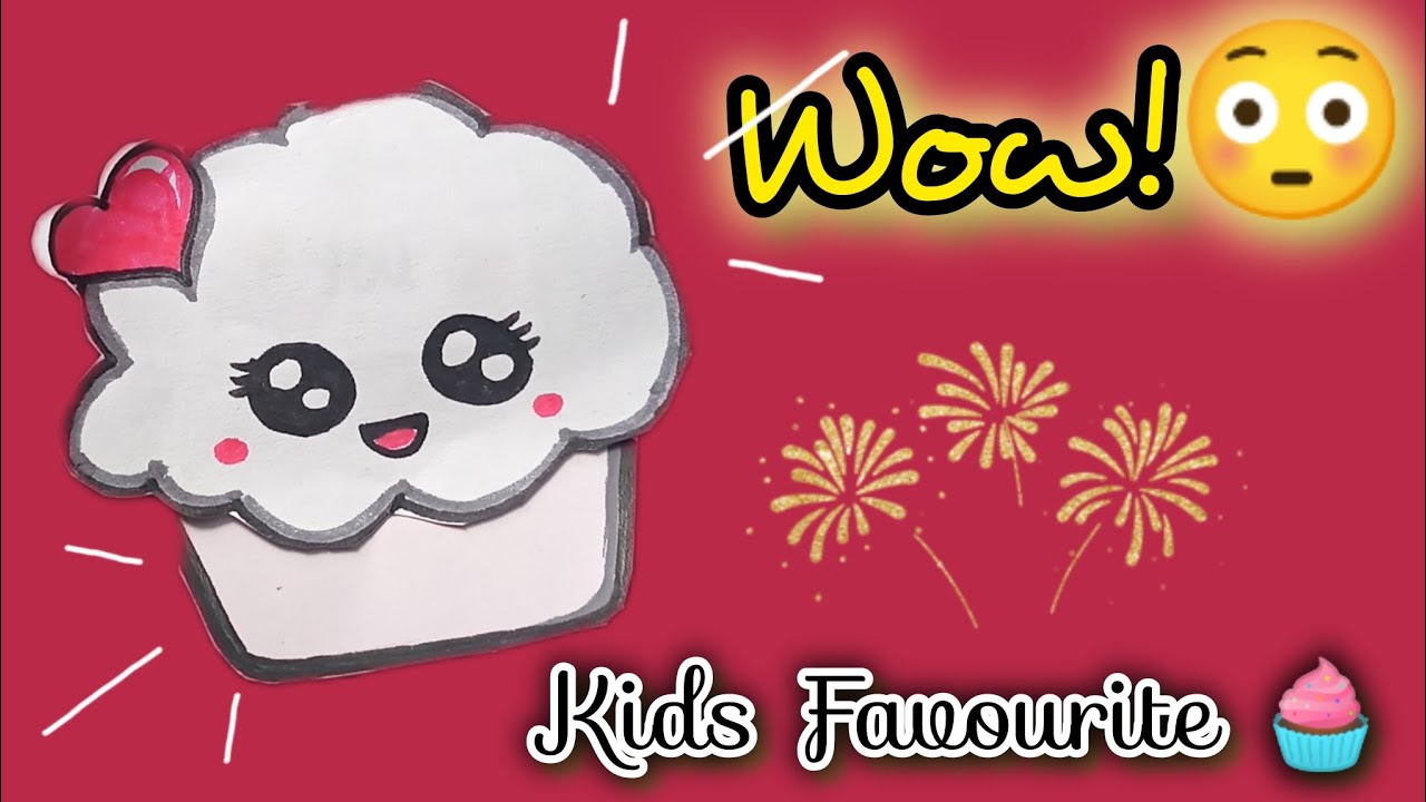 DIY/Cute Origami Paper Cupcake🧁/Paper Craft Making/Paper Cupcake🧁Card with message inside for Kids