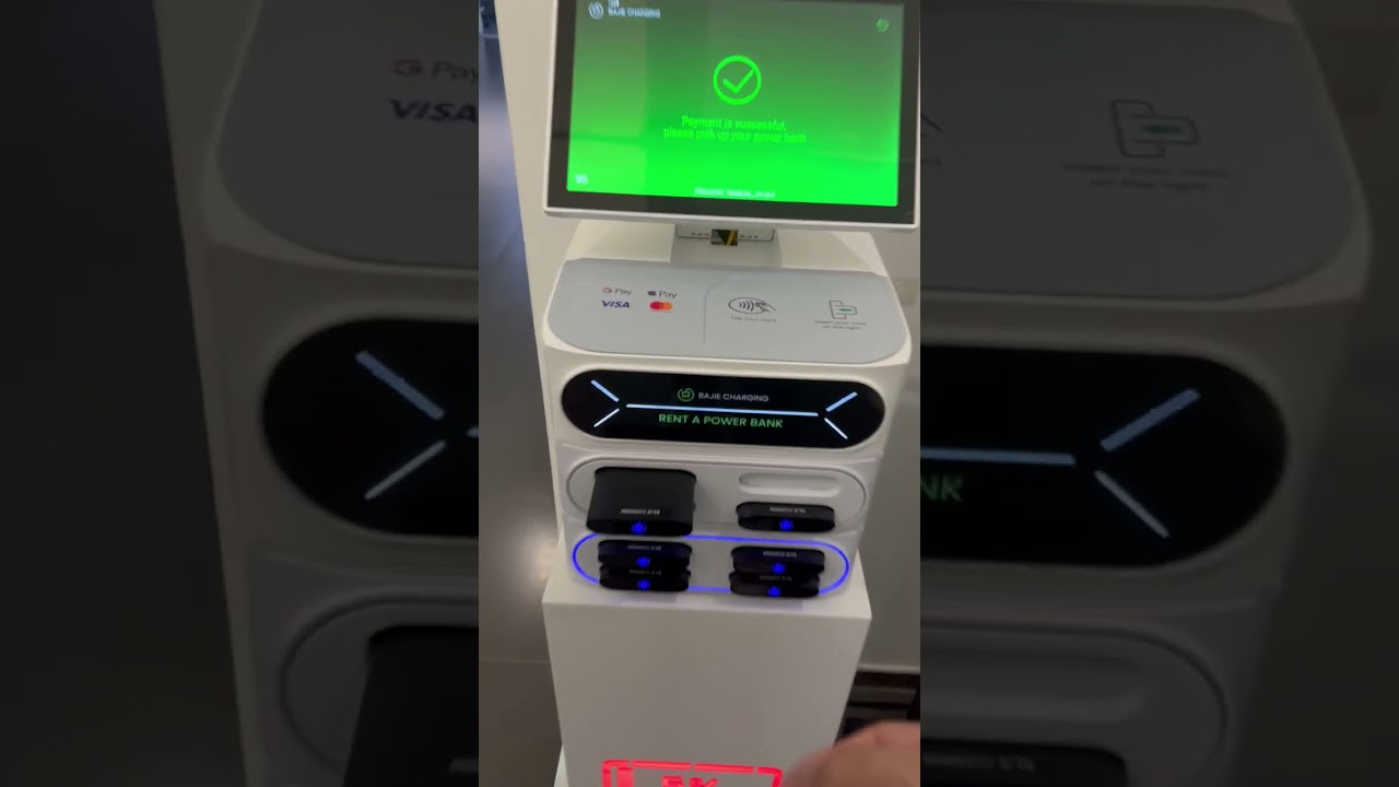 Power Bank Charger Rental Station with POS Card Reader and Mobile Pay, in Brilliant Design!