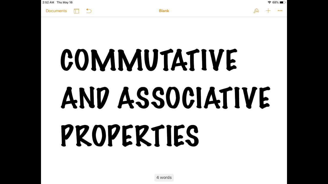 COMMUTATIVE AND ASSOCIATIVE PROPERTIES YouTube