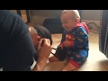 WARNING - Contagious laughter! Baby In Superman onesie laughing hilariously at dad