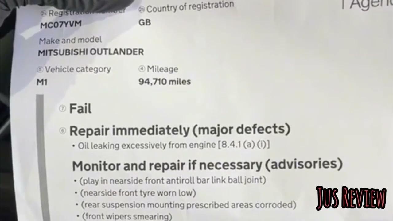 MOT Fail Leaking Oil Engine No Oil Shown YouTube