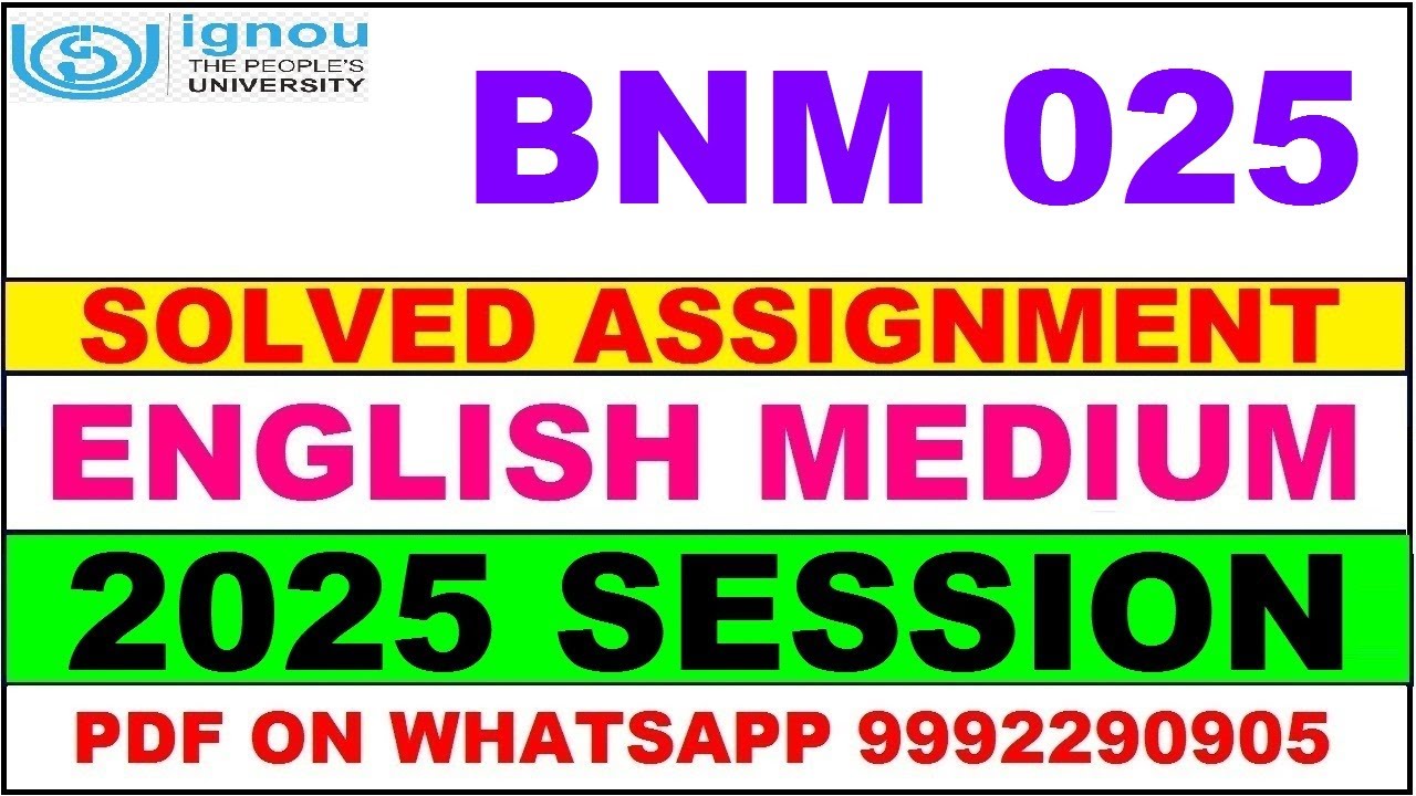 BNM 025 solved assignment 2025 in English || bnm 025 solved assignment ...