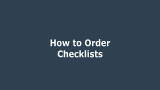 How to Order Checklists