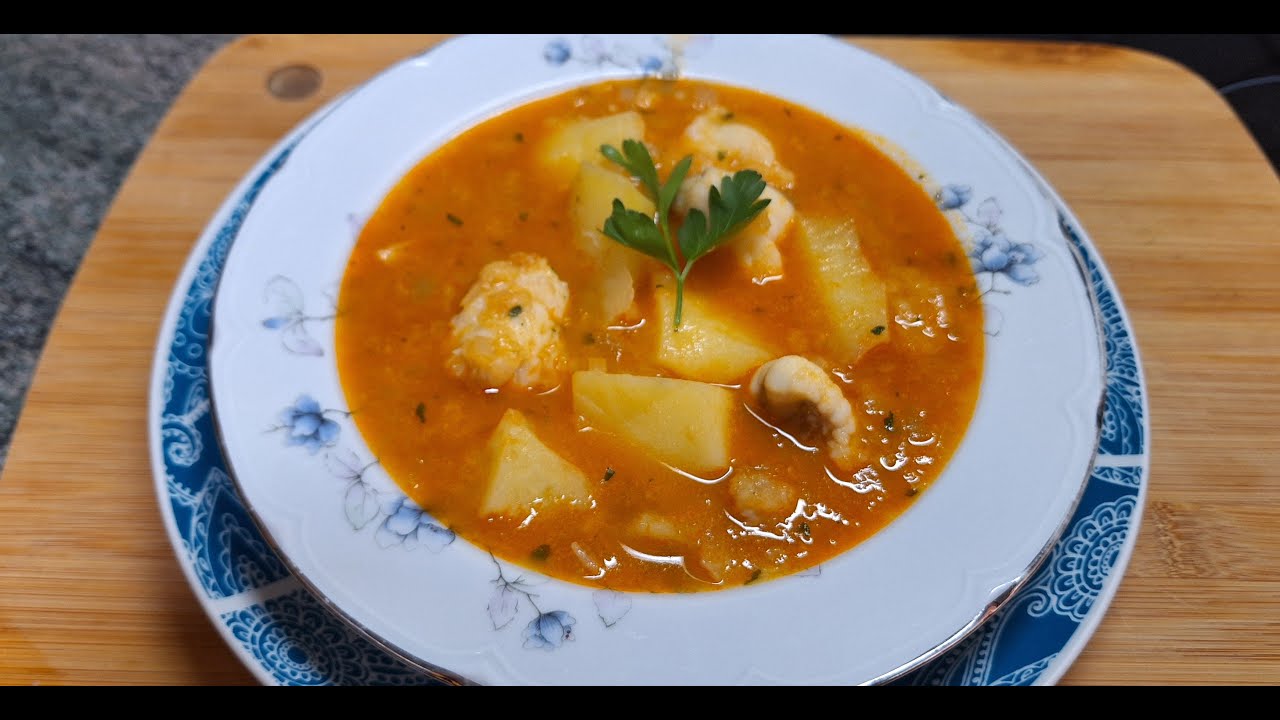 Rape estofado con patatas. Monkfish stewed with potatoes.Ingredients: