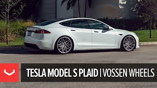 Tesla Model S Plaid Lowered Vossen Forged Evo-5R Wheels