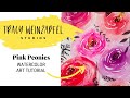 Pink peonies watercolor art tutorial