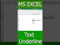 Text underline in Ms Excel #shorts #youtubeshorts  #exceltech #excelshorts  #gmaskills #excel