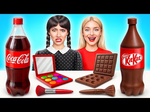 الغذاء الحقيقي مقابل الغذاء الشوكولاته التحدي مع   الأدوات الذكية مقابل المأجورون