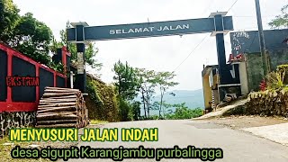 suasana jalan di desa, menyusuri jalan di desa sigupit karangjambu, Purbalingga, indah,alami,asri