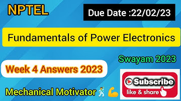 Fundamentals of Power Electronics | Week 4 Quiz | Assignment 4 Solution | NPTEL | SWAYAM 2023