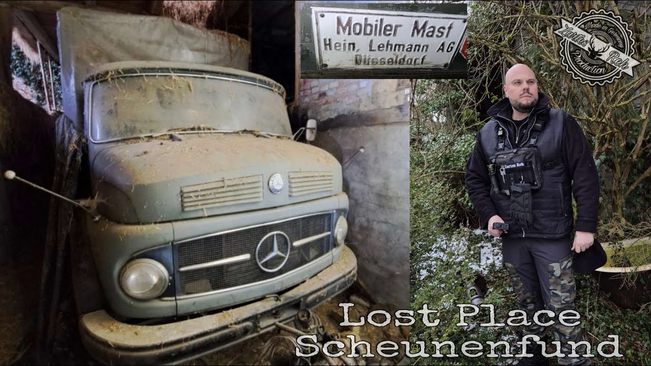 Scheunenfund im Lost Place. Mercedes LKW 🚛 ehemalige Deutsche Reichspost (Kaiserzeit) Mobiler Mast💫