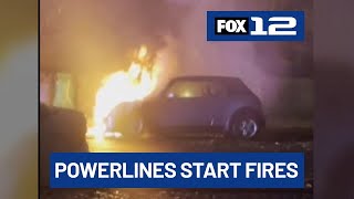 Downed power lines spark multiple fires in northeast Portland