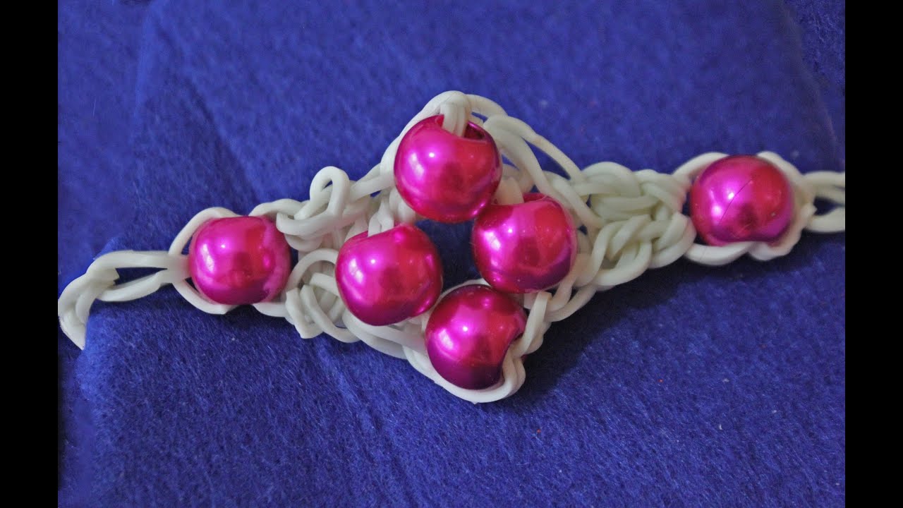 Cómo hacer pulsera de ligas o gomitas y perlas sin telar