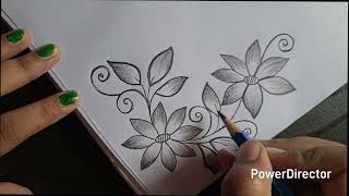 Easy Flowers Drawing For Project Work || Border Design For School Project || Pencil Shading #design 