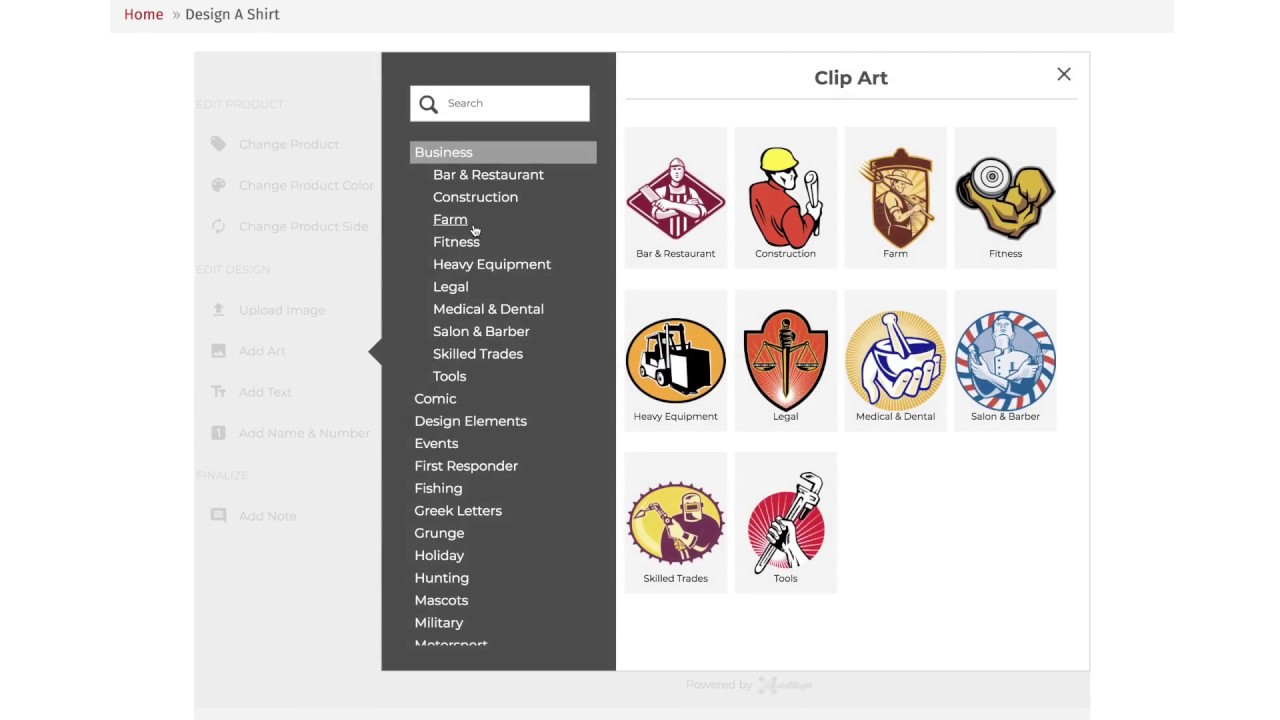 How to Add Clipart on Faux Pas Prints' Design Studio by Inksoft
