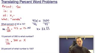 Translating Percentage Word Problems