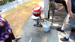 Coleman Roadtrip large propane tank adapter setup