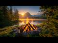 Mountain Lake Campfire At Sunrise Peaceful Summer Nature Sounds For Deep Relaxation 