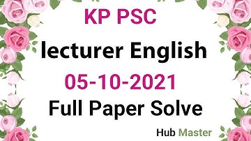 KP PSC Lecturer English PAPER 05-10-2021