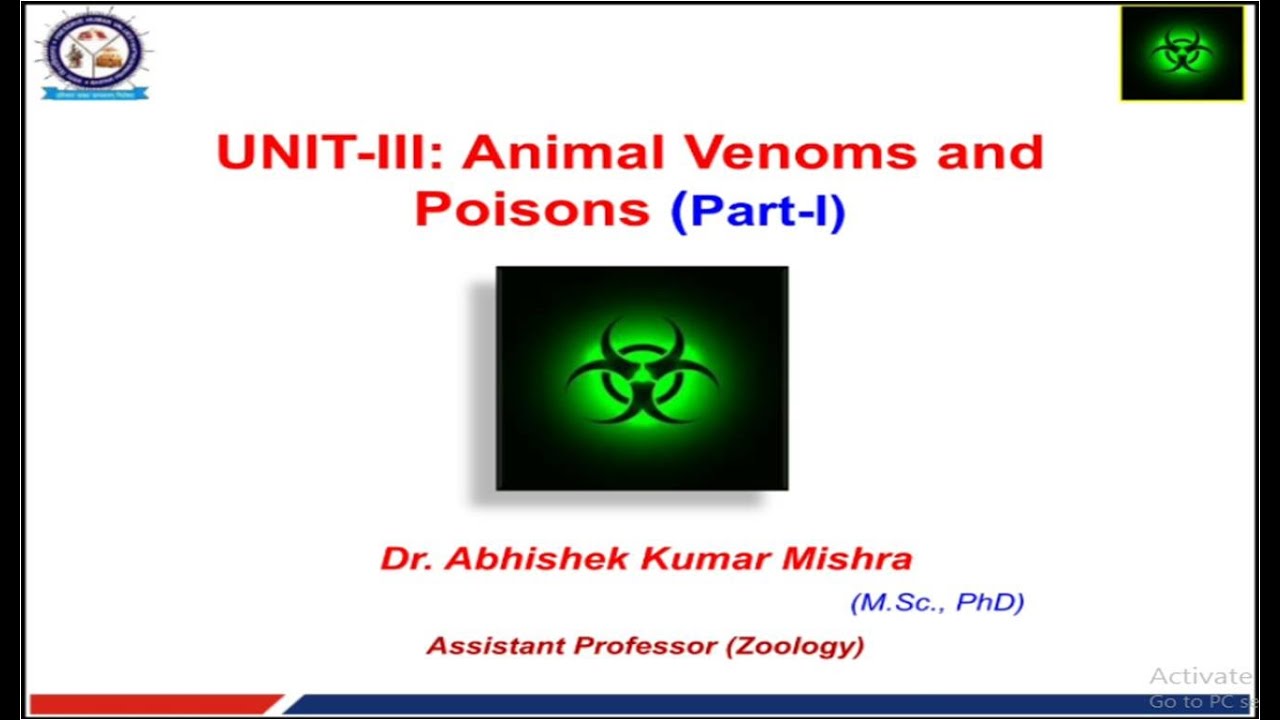 Toxicology Animal venom and poisons (PartI) YouTube