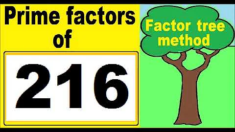 Prime factors of 216. Prime factors decomposition of 216. Factor tree method.
