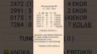 RUMUS EKOR JITU || PREDIKSI SGP 12 JULI 2025 || BOCORAN SINGAPORE HARI INI || RUMUS SGP HARI INI