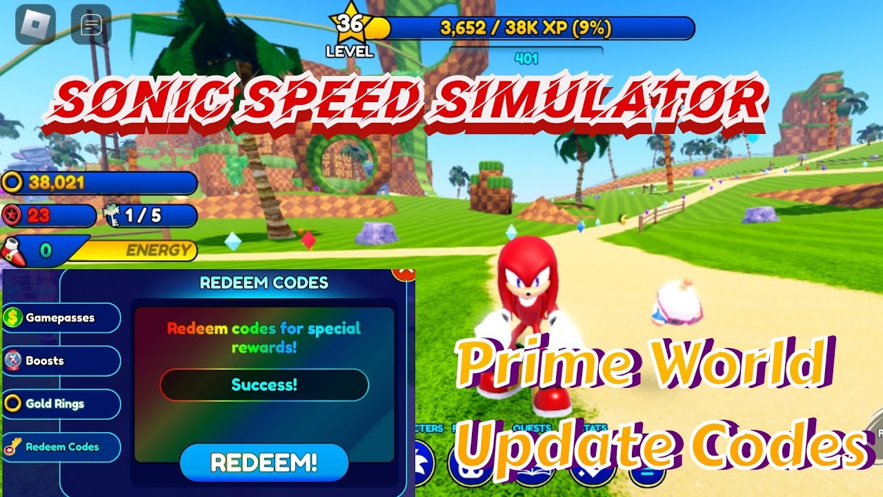 ALL NEW PRIME WORLD Update Codes In Sonic Speed Simulator Roblox YouTube