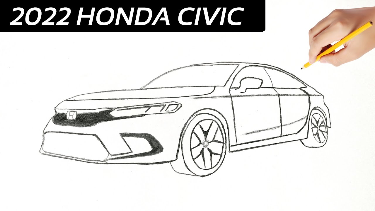 HOW TO DRAW 2022 HONDA CIVIC  Drawing honda civic  YouTube
