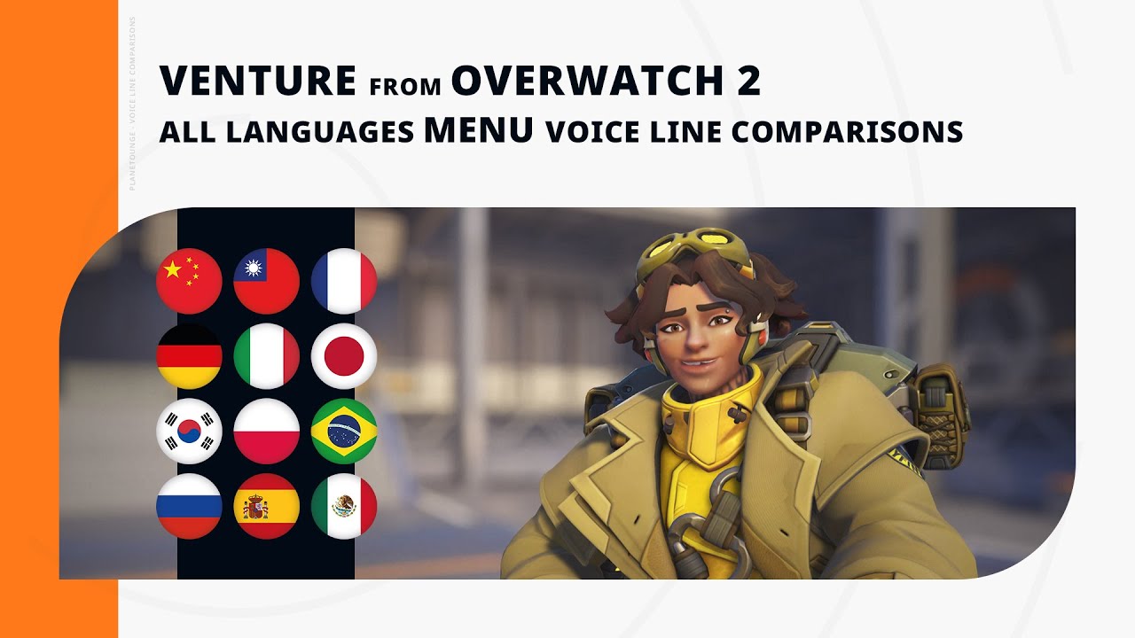 Venture - All Languages Menu Voice Line Comparisons | Overwatch 2