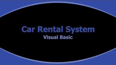 Car Rental System - Visual Basic