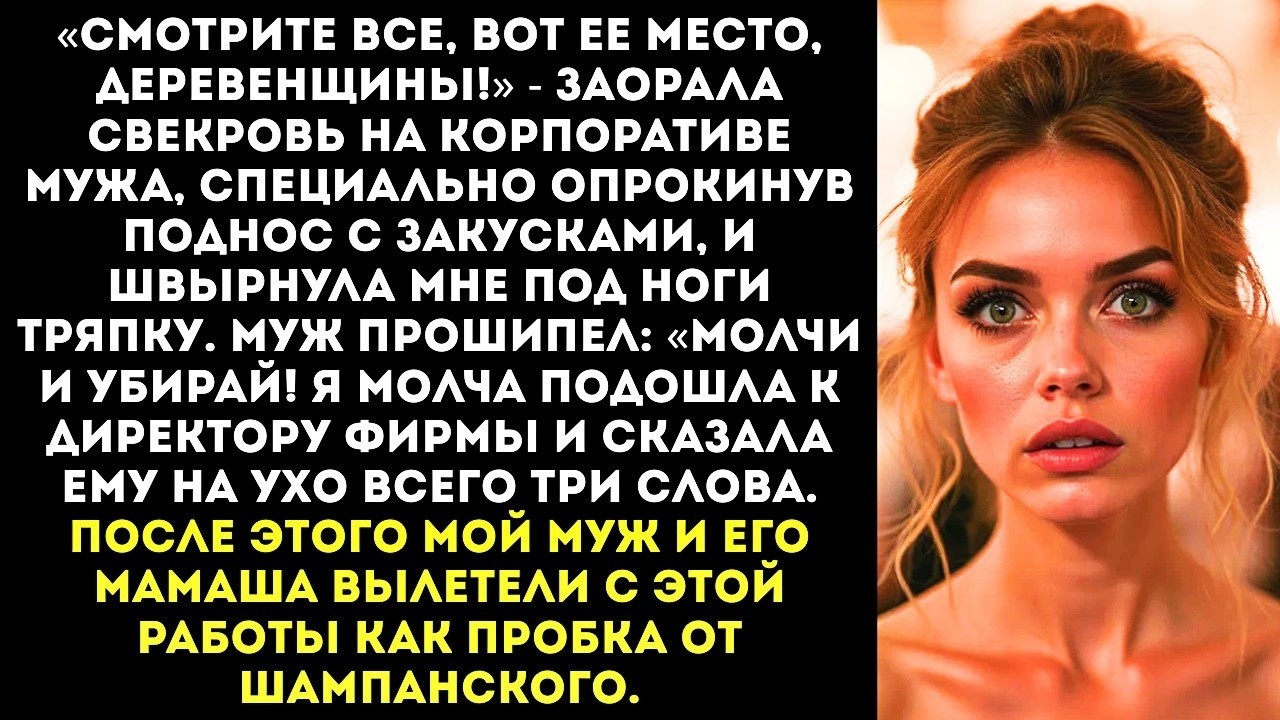 «Вот твое место, деревенщина!» — на корпоративе мужа свекровь заставила меня мыть полы.