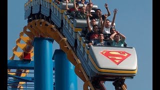 Six Flags Mexico. Batman, Superman, Medusa, Joker. Terror Extremo 1080 HD 60 fps