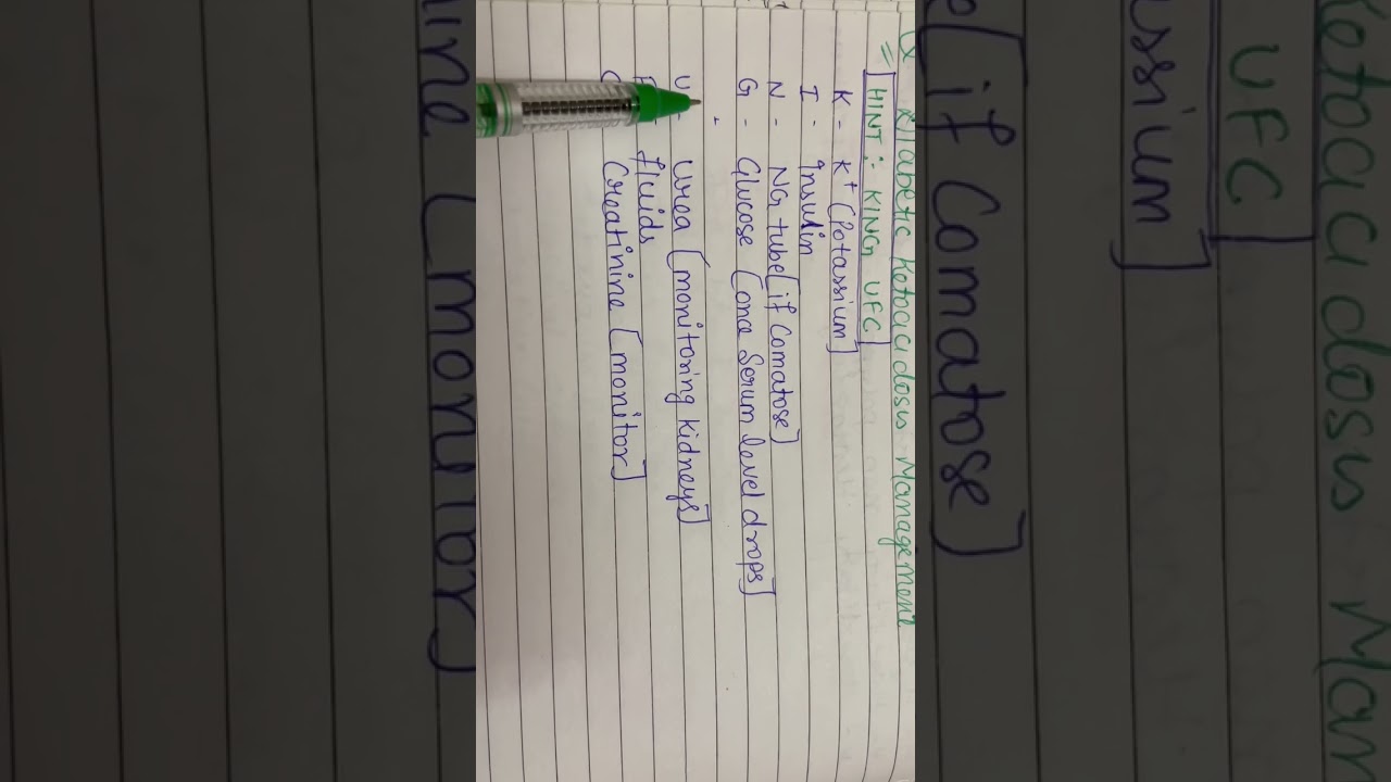 Diabetic ketoacidosis management mnemonic #nursingstudent #aiims #targetgovtjob #goal