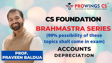 CS Foundation Accounts Depreciation by Prof. Praveen Sir of ProwingsCS