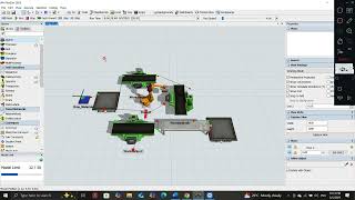 Flexsim simulation for industrial robot centred laout