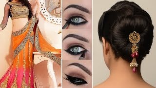 Lehenga Style Saree Draping with Makeup and Hairstyle Step By Step | DIY | Lehenga Bridal Makeup