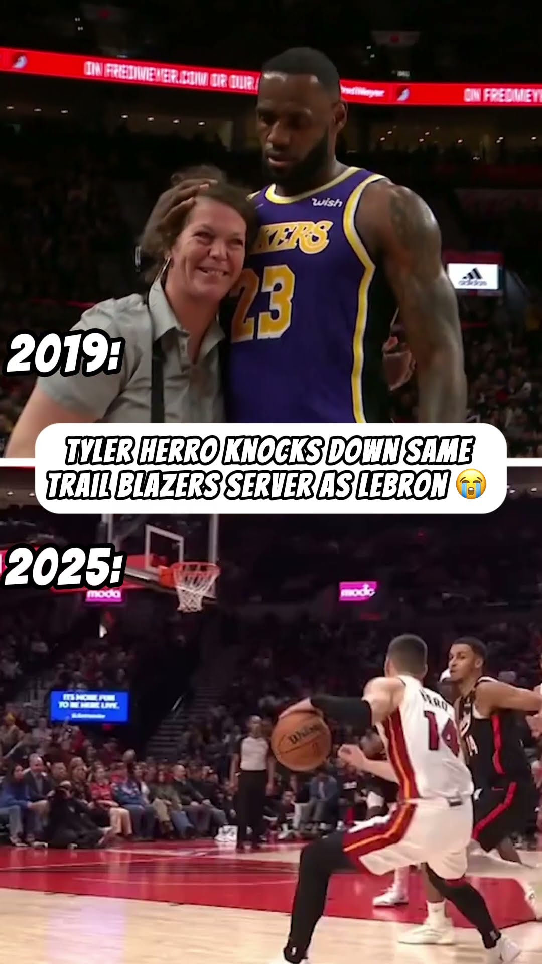 Tyler Herro bumped into the SAME server LeBron did back in 2019 ?