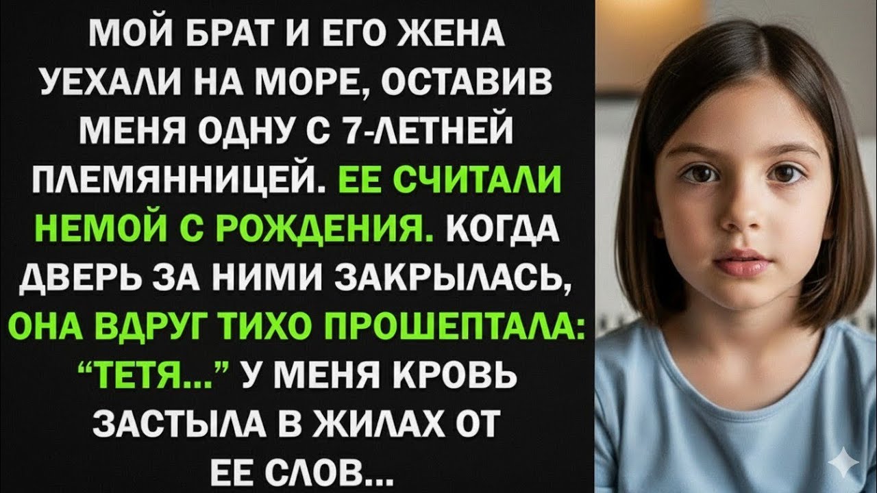 Мой брат и его жена уехали на море, оставив меня с 7-летней племянницей. Ее считали немой