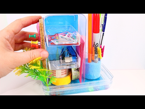 ארגונית לציוד בית-ספר בצורה של אקווריום