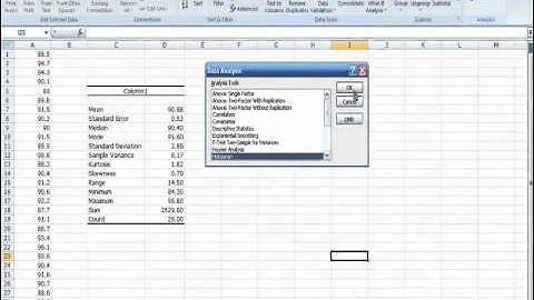 Descriptive Statistics using "Data Analysis" tool in Excel