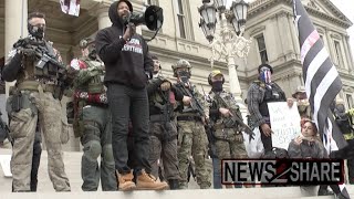 Black Guns Matter Maj Toure speaks to militia and Hawaiian shirt enthusiasts - Michigan Capitol