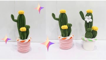 Làm chậu xương rồng từ kẽm nhung/How to make cactus.